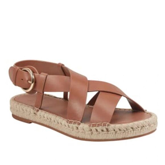 MARC FISHER Tallia Espadrille Sandal Tan Leather Size 7.5 - Picture 1 of 5